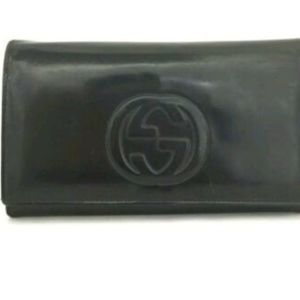 GUCCI Interlocking G Patent Leather Long Bifold Wallet /P3087.